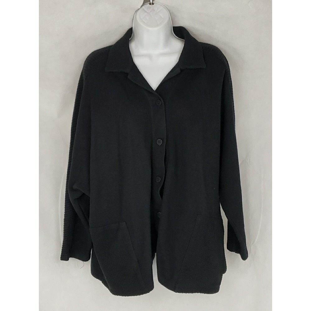 Mes Soeurs et Moi Cardigan Superfine Black Knit Size 3 L Cotton Blend Relaxed